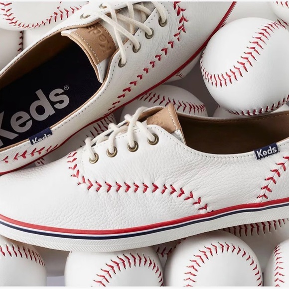 Keds Champion Pennant Leather Lace Up Sneakers Tennis Shoes 8 Like New - Picture 12 of 13